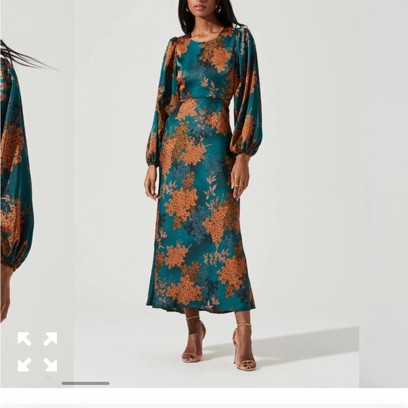 Astr Teal and Orange Floral Long Sleeve Dress - Wore once ! - Picture 3 of 6